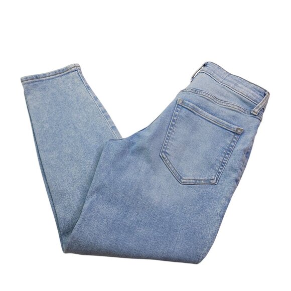 Old Navy Womens OG Straight High Jeans 2 Button Fly Light Wash Distressed - Picture 1 of 10